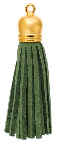 Pack of 4, 5.5cm Emerald and Gold Faux Suede Tassels
