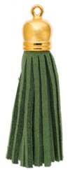 Pack of 4, 5.5cm Emerald and Gold Faux Suede Tassels