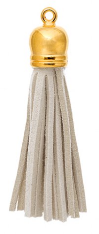 Pack of 4, 5.5cm Ivory and Gold Faux Suede Tassels