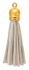 Pack of 4, 5.5cm Ivory and Gold Faux Suede Tassels