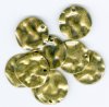 10 16mm Round Flat Hammered Antique Gold Pendants / Drops