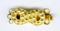 1, 16x8mm 3-Strand Gold Plated Figure Eight Box Clasp