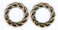 2 20mm Round Braided Antique Copper Linking Rings
