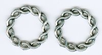 2 20mm Round Braided Antique Silver Linking Rings