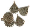 5 Pair of 26x23mm Antique Copper Drop Filigrae Earrings