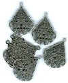 5 Pair of 26x23mm Antique Silver Drop Filigrae Earrings