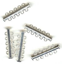 5 sets of 31x10mm Silver Plate 5-Strand Tube Clasps