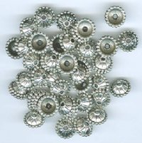 50 11x5mm Antique Silver Beaded Edge Bead Caps