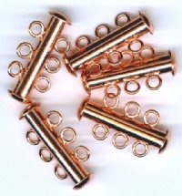 5 sets of 21x10mm Bright Copper 3-Strand Tube Clasps