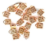 20 7x5mm Textured Bright Copper Ribbon Ends