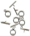 5 Sets 9mm Plain Bright Silver Plated Toggles