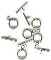 5 Sets of 11mm Plain Bright Silver Plated Toggles