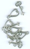 5 21mm Antique Silver Heart And Key Toggle Clasps