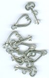 5 Sets of 21mm Antique Silver Heart And Key Toggle Clasps