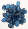 25 16x11mm Flat Oval Marble Matte Petrol Blue