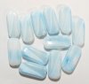 12 22x10mm Satin Light Blue Twisted Flat Rectangle Beads