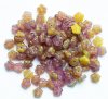 100 3x7mm Marble Amethyst Topaz Yellow Flower Spacer Beads