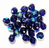 25 10mm Faceted Round Transparent Cobalt AB Beads