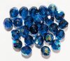 25 10mm Faceted Round Transparent Dark Aqua AB Beads