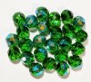 25 10mm Faceted Round Transparent Green AB Beads