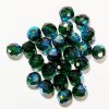 25 10mm Faceted Round Transparent Kelly Green AB Beads