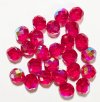 25 10mm Faceted Round Transparent Siam Ruby AB Beads