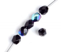 100 3mm Jet AB Faceted Firepolish Glass Beads