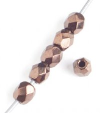 100 3mm Jet Bronze Faceted Glass Beads