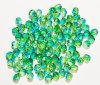 100, 4mm Faceted Crystal, Lime, and Turquoise Firepolish Beads