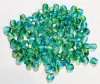 100 4mm Faceted Crystal, Lime, and Turquoise AB Firepolish Beads