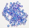 100 4mm Faceted Crystal, Blue, and Rose AB Firepolish Beads