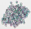 100 4mm Faceted Crystal, Purple, and Green Firepolish Beads