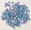 100 4mm Faceted Crystal, Teal, and Lilac Firepolish Beads