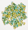 100 4mm Faceted Crystal, Green, & Topaz Firepolish Beads