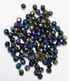 100 4mm Faceted Jet Full Iris Firepolish Beads