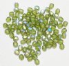 100 4mm Faceted Matte Olivine AB Firepolish Beads