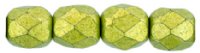 100 4mm Faceted Saturated Metallic Lime Punch Firepolish Beads