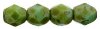 100, 4mm Faceted Opaque Turquoise Green Picasso Firepolish Beads