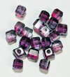 20 6mm Faceted Crystal, Purple, and Grey Cube Beads