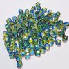 50, 6mm  Blue, Green, and Jonquil Faceted Firepolish Beads