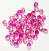 50 6mm Faceted Tri Tone Crystal, Rose, and Fuchsia AB Beads