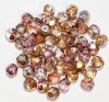 50 6mm Faceted Rosaline Half-Coat Copper Firepolish Beads