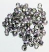50 6mm Faceted Half-Coat Two Tone Light Yellow and Purple Firepolish Beads