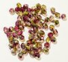 50 6mm Faceted Half-Coat Two Tone Red and Yellow Firepolish Beads