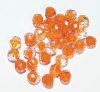 25 8mm Faceted Two Tone Crystal and Orange Firepolish Beads