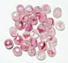 25 8mm Faceted Pink White and Crystal Marble Firepolish Beads