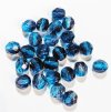 25 8mm Faceted Two Tone Dark Aqua and Grey Firepolish Beads