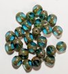 30 8mm Faceted Transparent Turquoise Picasso Tri Cut Beads