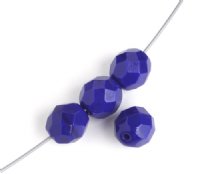 25 8mm Faceted Opaque Royal Blue Firepolish Beads