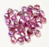 25 8mm Faceted Pink and Fuchsia Labrador Half Coated Firepolish Beads